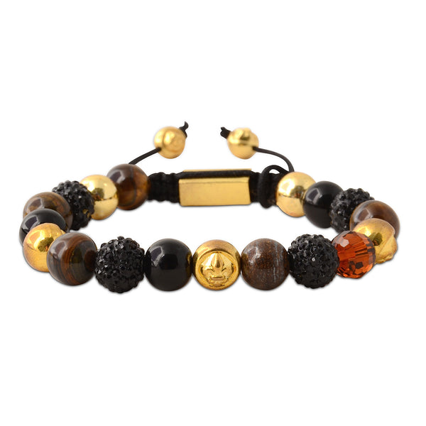 Semi Precious Stones & Black Swarovski Crystal Bracelet