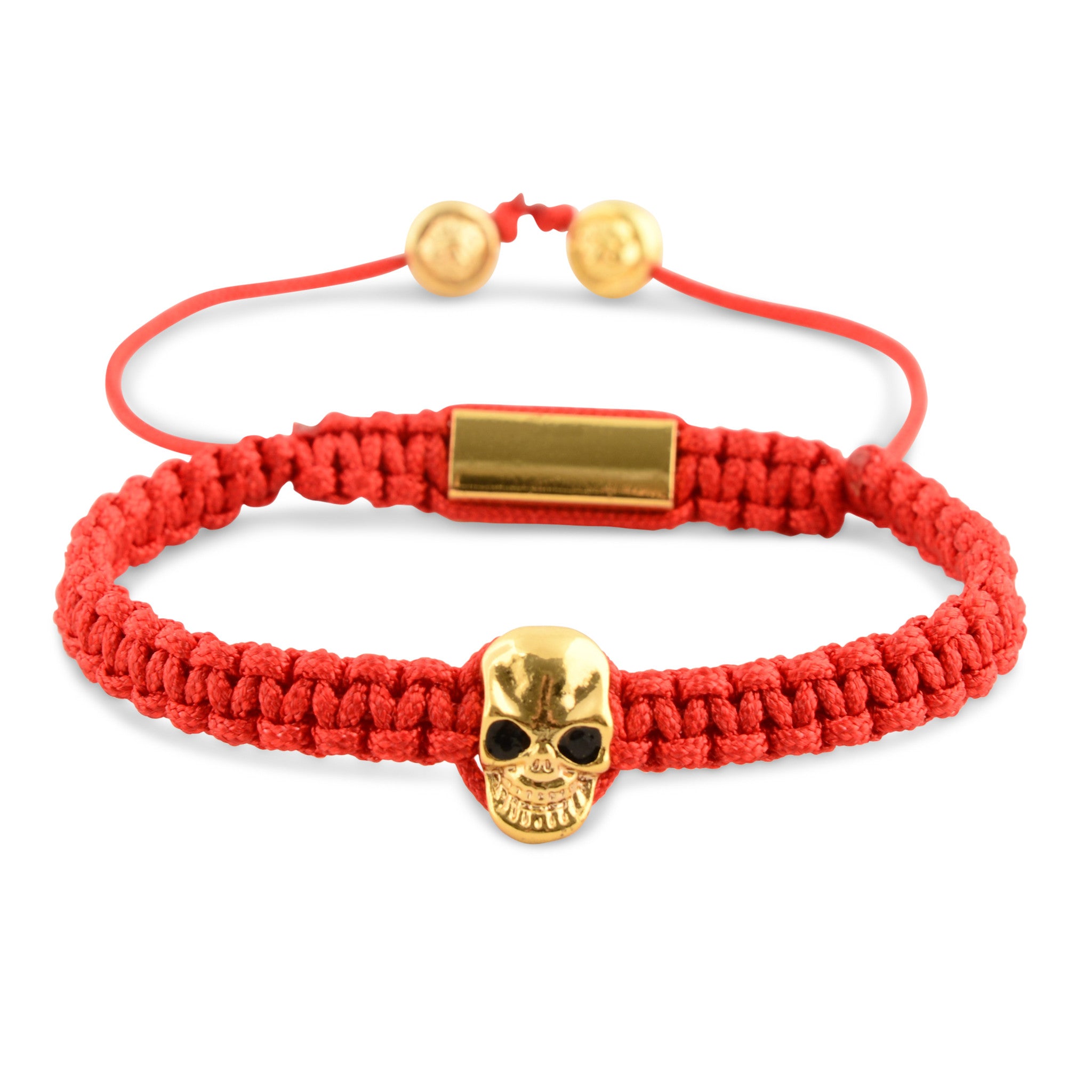 Turbine Forfatter hånd Red Macrame Gold Skull Bracelet | Debonair Time