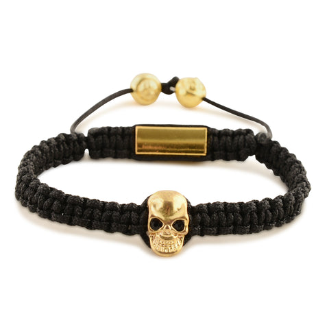 Black Macrame Gold Skull Bracelet