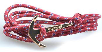 Gold Anchor Red Double Wrap Bracelet